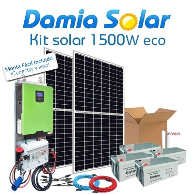Kit 1500W ECO Uso Diario: Nevera congelador, TV, Portátil, Lavadora.. ONDA PURA