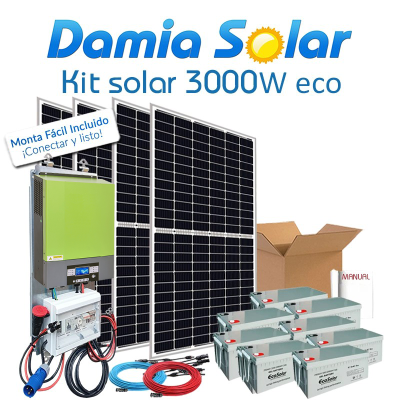 Kit solar 3000W ECO Uso Diario: Nevera Congel., lavadora, microondas.. ONDA PURA