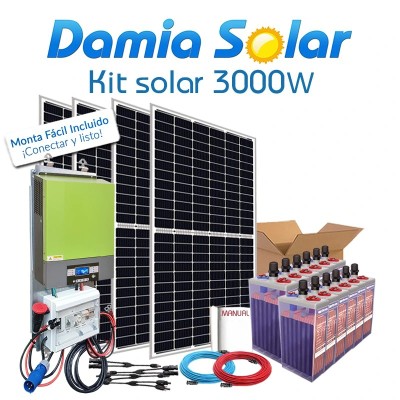Kit 3000W Uso Diario: Nevera Congelador, lavadora, TV microondas, etc. ONDA PURA