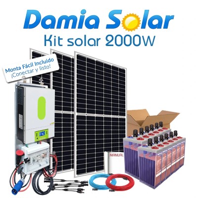 Kit 2000W Uso Diario: Nevera Congelador, lavadora, TV microondas, etc. ONDA PURA