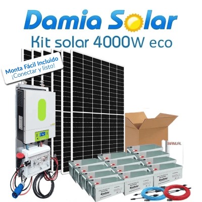 Kit solar 4000W ECO Uso Diario: Nevera congelador, TV, lavavajillas, DVD, etc