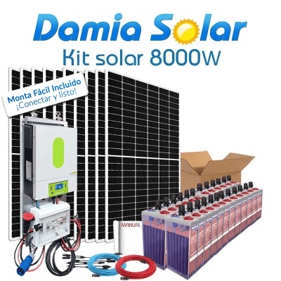 Kit solar 8000W Uso Diario: Placa inducción, Nevera-Congelador, lavadora, TV...