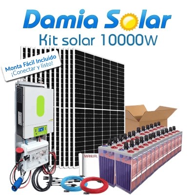 Kit solar 10000W Uso Diario: Placa inducción, Nevera-Congelador, lavadora, TV...