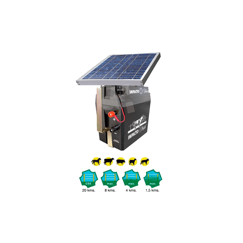 Pastor eléctrico solar IMPACTO SOLAR RECARGABLE 10W batería y panel  INCLUÍDOS