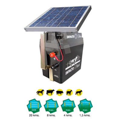 Pastor eléctrico Zerko con placa solar de 15 watios a batería
