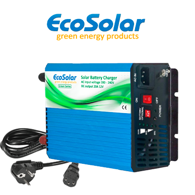 Carregador de baterias Ecosolar Green 20A Completo (12V)