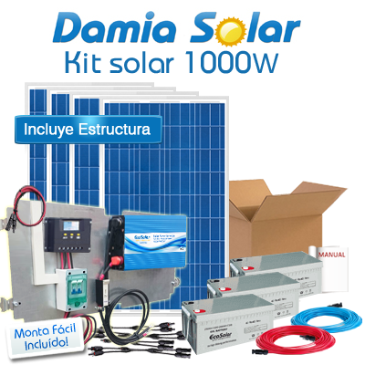 Kit Solar 1000W Uso Diario: Nevera Con Congelador, Luz, Tv. Onda Pura Blue