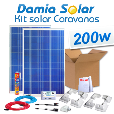 Kit solar completo para caravanas 200W (dois painéis de 100W 12V)