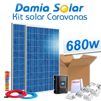 Kit solar completo para caravanas de 680W a 12V (2 x Painéis de 340W 24V)