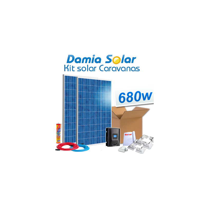 Comprar Kit solar para caravanas 560W 12V + Batería de Gel (2 x
