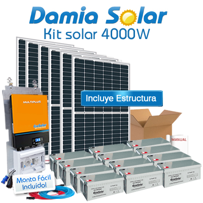 Kit solar 4000W ECO Uso Diario: Nevera congelador, TV, lavavajillas, DVD, etc