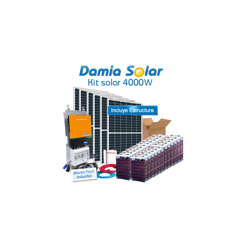 Kit solar 4000W Uso Diario: Nevera congelador, TV, microondas, lavadora, etc...