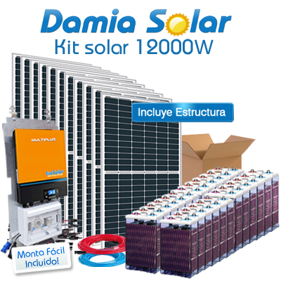 Kit solar 12000W Uso Diario: Placa inducción, Nevera Combi, Aire acondicionado..