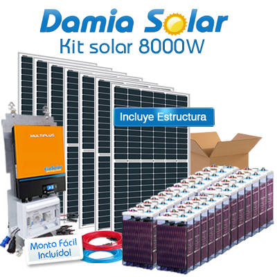 Kit solar 8000W Uso Diario: Placa inducción, Nevera-Congelador, lavadora, TV...