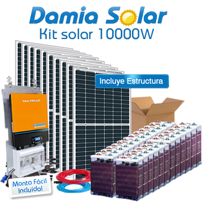 Kit solar 10000W Uso Diario: Placa inducción, Nevera-Congelador, lavadora, TV...