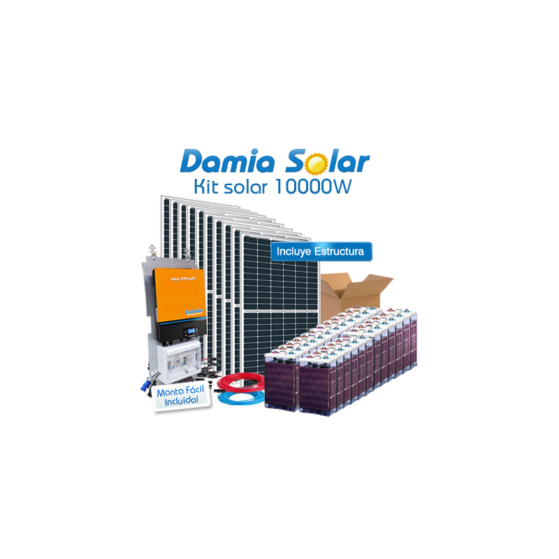 Kit solar 10000W Uso Diario: Placa inducción, Nevera-Congelador, lavadora, TV...