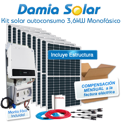 Kit de autoconsumo solar monofásico de 3,6kW DNS com excedentes