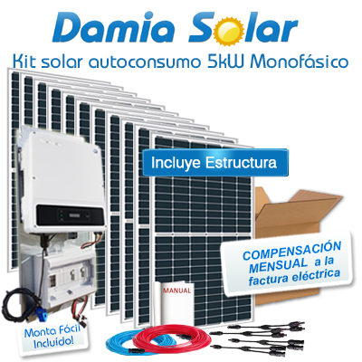 Kit de autoconsumo solar monofásico de 5kW DNS com excedentes