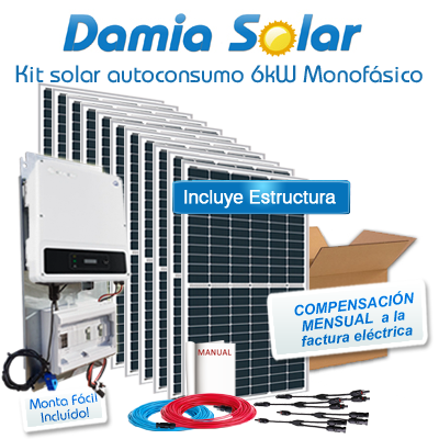 Kit de autoconsumo solar monofásico de 6kW DNS com excedentes