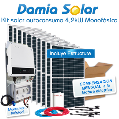 Kit de autoconsumo solar monofásico de 4,2kW DNS com excedentes