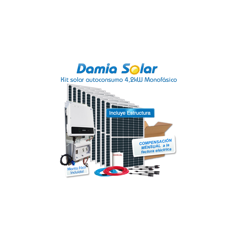 Kit de autoconsumo solar monofásico de 4,2kW DNS com excedentes