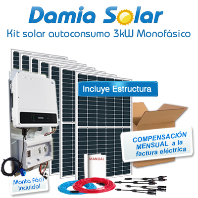 Kit de autoconsumo solar monofásico de 3kW DNS com excedentes