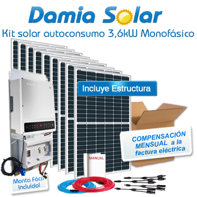 Kit autoconsumo solar 3,6kW EH monofásico con excedentes