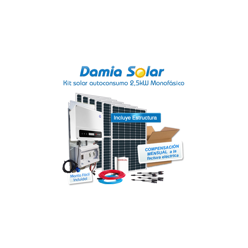 Kit de autoconsumo solar monofásico de 2,5kW XS com excedentes