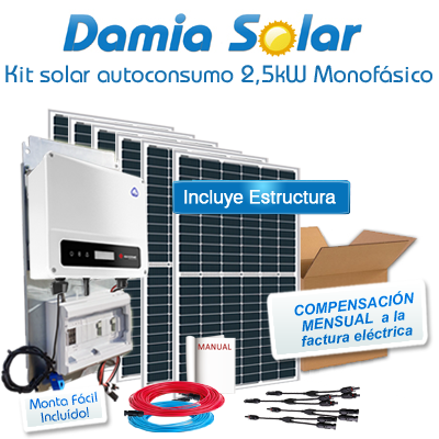 Kit de autoconsumo solar monofásico de 2,5kW XS com excedentes