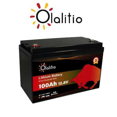 Bateria de lítio Olalitio LiFePO4 Smart BMS 12.8V 100Ah