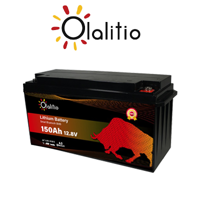 Bateria de lítio Olalitio LiFePO4 Smart BMS 12.8V 150Ah