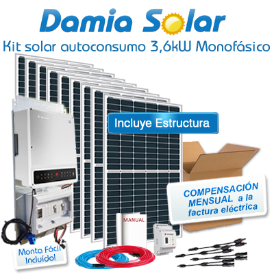 Kit autoconsumo solar 3,6kW EH monofásico Inyección Cero