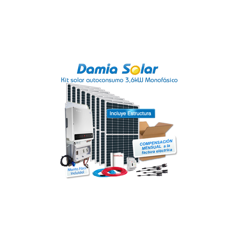 Kit de autoconsumo solar de 3,6kW EH monofásico Injeção Zero