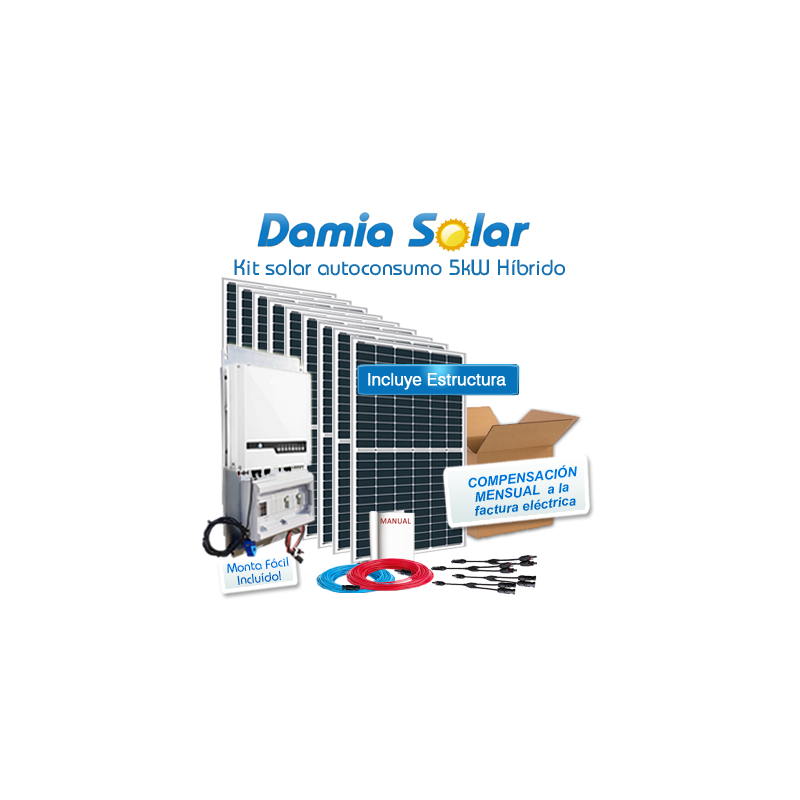 Kit de autoconsumo solar 5kW ES híbrido com excedentes