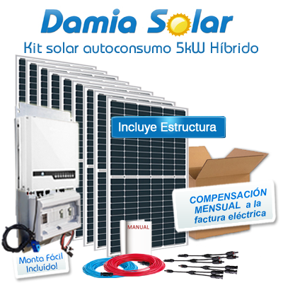 Kit autoconsumo solar 5kW ES híbrido Inyección Cero