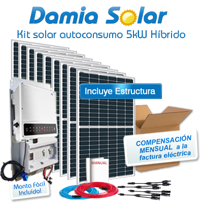 Kit autoconsumo solar 5kW ET híbrido Inyección Cero