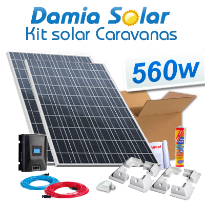 Kit solar completo para caravanas de 560W a 12V (dois painéis de 280W 24V)