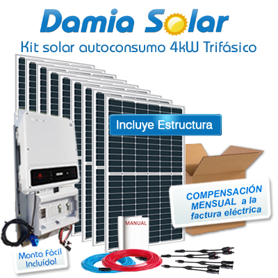 Kit autoconsumo solar 4kW DT trifásico con excedentes