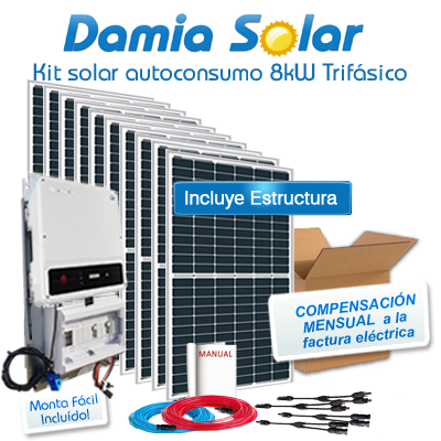 Kit de autoconsumo solar de 8kW DT trifásico com excedentes