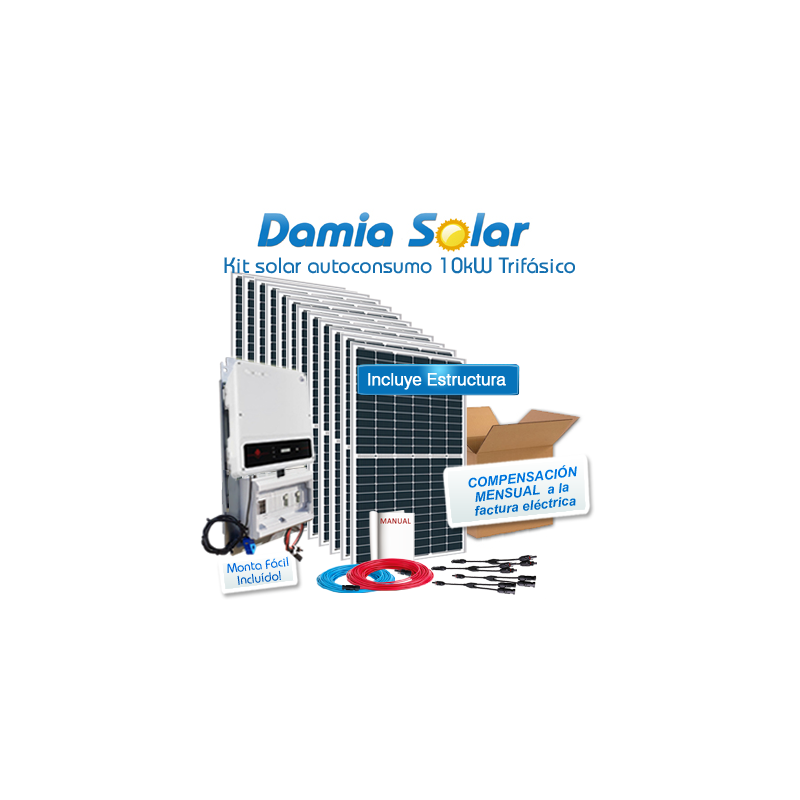 Kit de autoconsumo solar de 10kW DT trifásico com excedentes