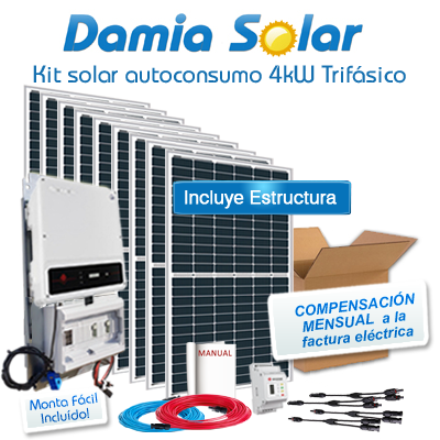 Kit autoconsumo solar 4kW DT trifásico Inyección Cero