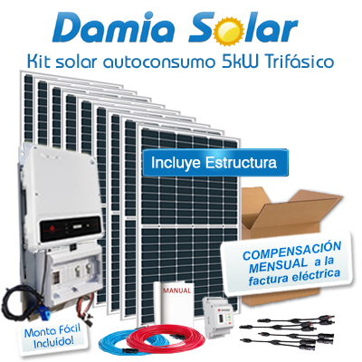 Kit autoconsumo solar 5kW DT trifásico Inyección Cero