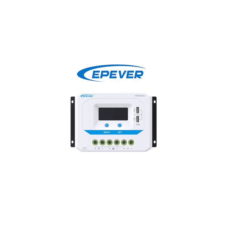 Controlador de Carga EPEVER PWM 60A 12V/24V com ecrã e USB (VS6024AU)