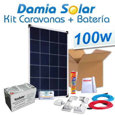 Kit solar completo para caravanas 100W + Batería AGM