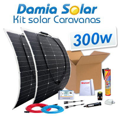 Kit solar para caravanas 300W con placas semi-flexibles