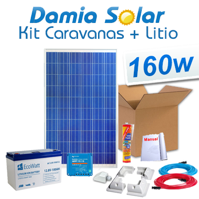 Kit solar completo para autocaravanas 160W + Bateria Litio