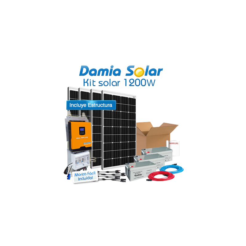 Kit solar 1200W Uso Diário: frigo congelador, luz, TV. ONDA PURA e CARREGADOR