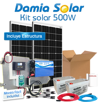 Kit solar 500W Uso Diario: Nevera de bajo encimera sin congelador. ONDA PURA.