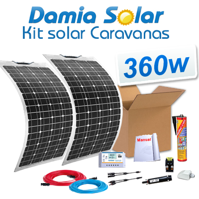 Kit solar para autocaravanas 360w com painéis flexívels