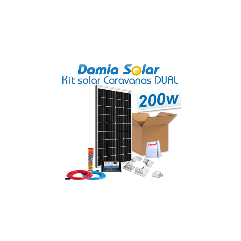 Kit solar completo para autocaravanas 200W Dual para cargar 2 baterías